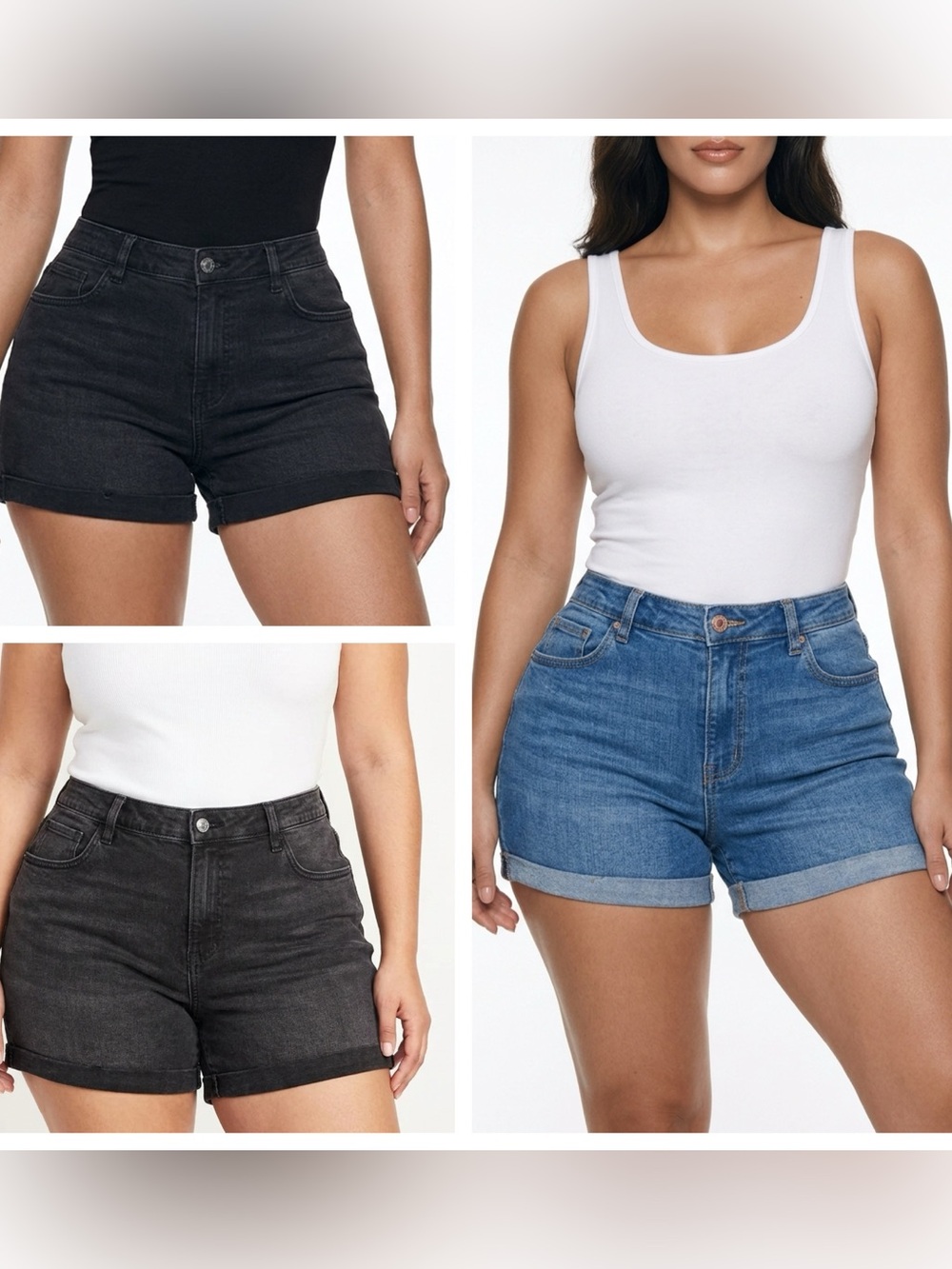 OLD NAVY | THREE PAIR of Cuffed Denim Jean Shorts Black & Blue Women’s Size 18